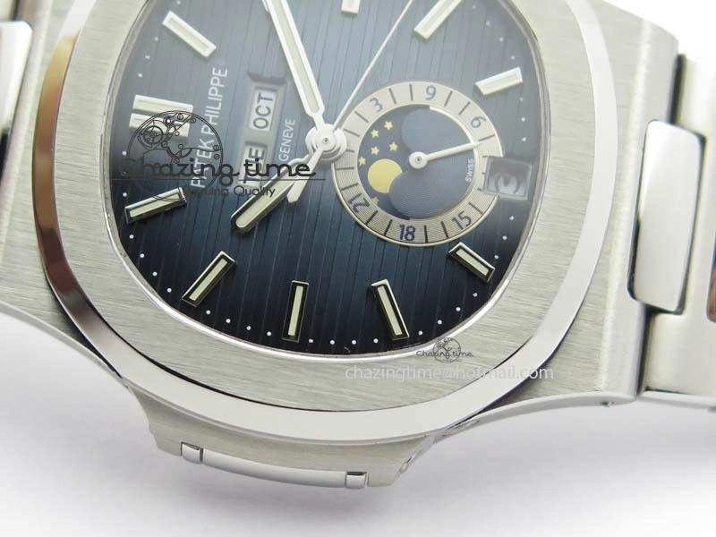 Nautilus 5726 Complicated SS Blue Textured Dial On SS Bracelet A Comfortable 9075