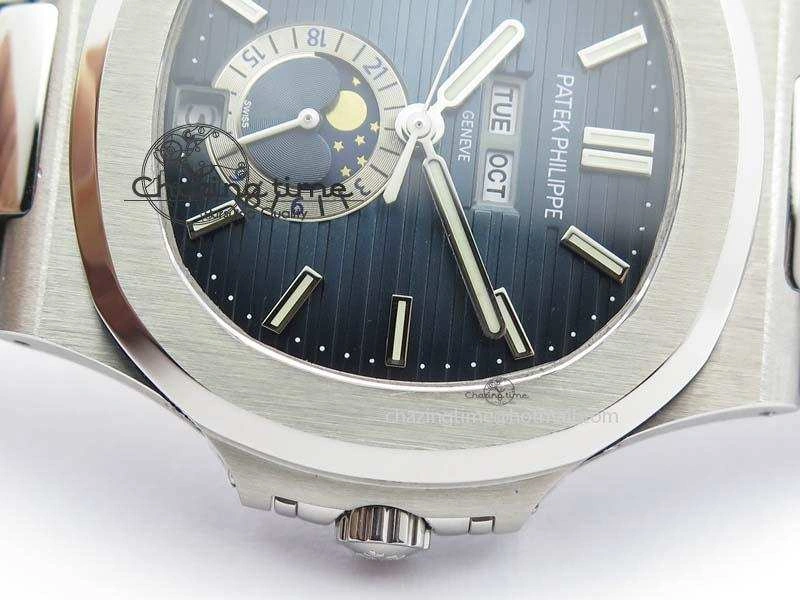 Nautilus 5726 Complicated SS Blue Textured Dial On SS Bracelet A Comfortable 9075