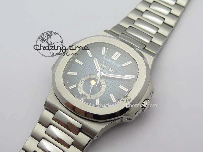 Nautilus 5726 Complicated SS Blue Textured Dial On SS Bracelet A Comfortable 9075