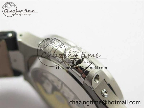 Nautilus 5726 Complicated SS GRF 1:1 Best Edition Black Textured Dial on Black Leather Strap A324 V Minimalist 8868