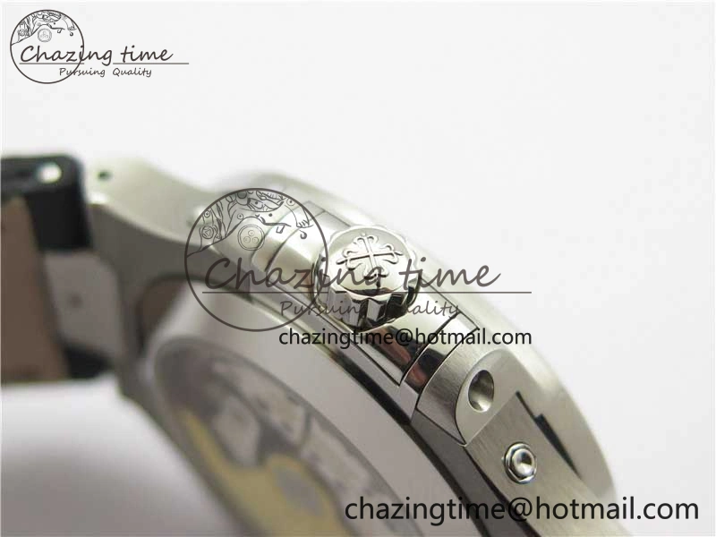 Nautilus 5726 Complicated SS GRF 1:1 Best Edition Black Textured Dial on Black Leather Strap A324 V Minimalist 8868
