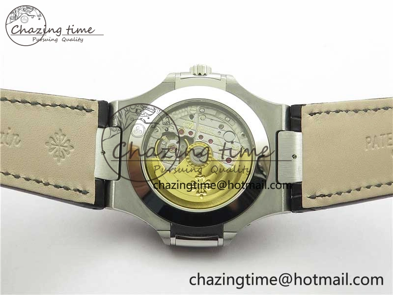 Nautilus 5726 Complicated SS GRF 1:1 Best Edition Black Textured Dial on Black Leather Strap A324 V Minimalist 8868