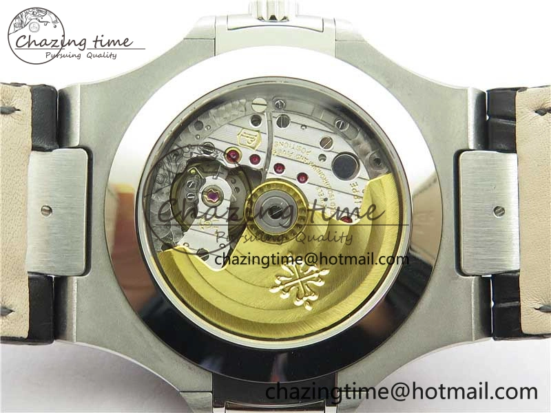 Nautilus 5726 Complicated SS GRF 1:1 Best Edition Black Textured Dial on Black Leather Strap A324 V Minimalist 8868