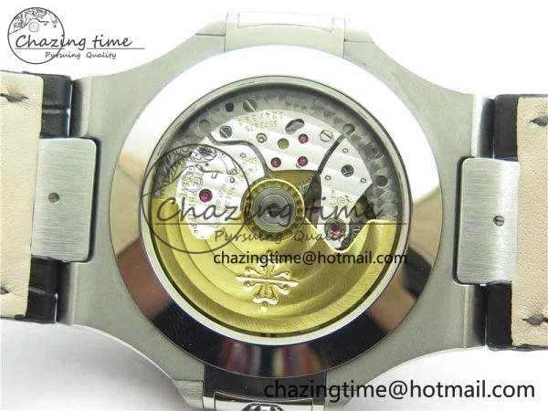 Nautilus 5726 Complicated SS GRF 1:1 Best Edition Black Textured Dial on Black Leather Strap A324 V Minimalist 8868