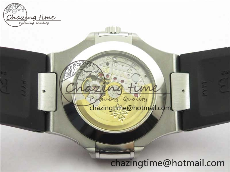 Elegant Nautilus 5726 Complicated SS GRF 1:1 Best Edition Black Textured Dial on Black Rubber Strap A324 V 8870