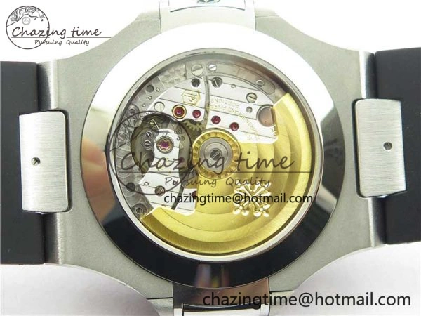 Elegant Nautilus 5726 Complicated SS GRF 1:1 Best Edition Black Textured Dial on Black Rubber Strap A324 V 8870