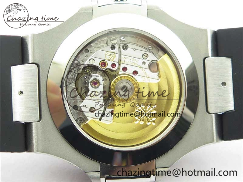 Elegant Nautilus 5726 Complicated SS GRF 1:1 Best Edition Black Textured Dial on Black Rubber Strap A324 V 8870