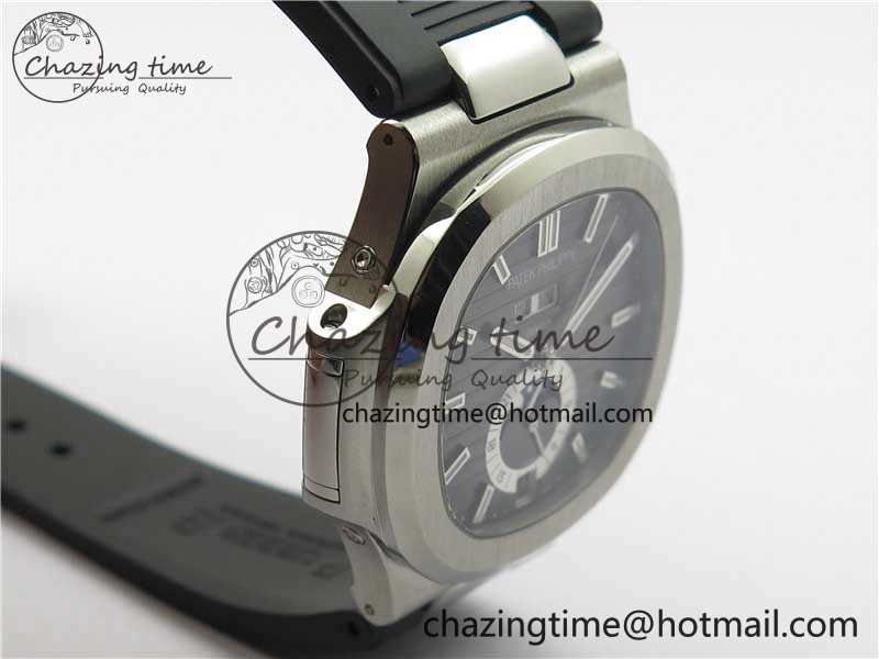 Elegant Nautilus 5726 Complicated SS GRF 1:1 Best Edition Black Textured Dial on Black Rubber Strap A324 V 8870