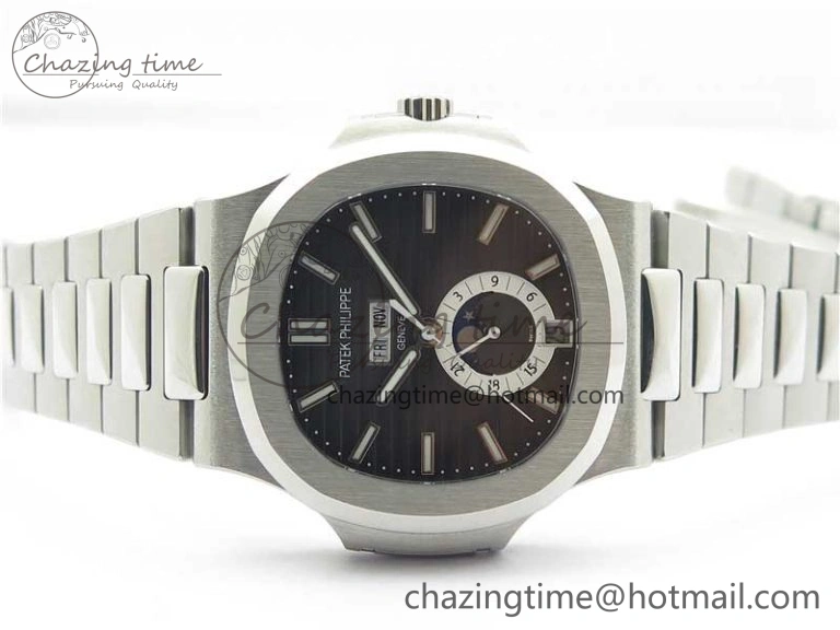 Nautilus 5726 Complicated SS GRF 1:1 Best Edition Black Textured Dial on SS Bracelet A324 V Upgraded 8872
