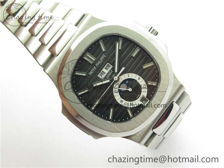 Nautilus 5726 Complicated SS GRF 1:1 Best Edition Black Textured Dial on SS Bracelet A324 V Upgraded 8872