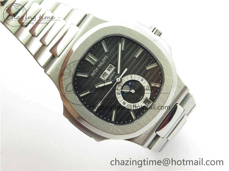 Nautilus 5726 Complicated SS GRF 1:1 Best Edition Black Textured Dial on SS Bracelet A324 V Upgraded 8872
