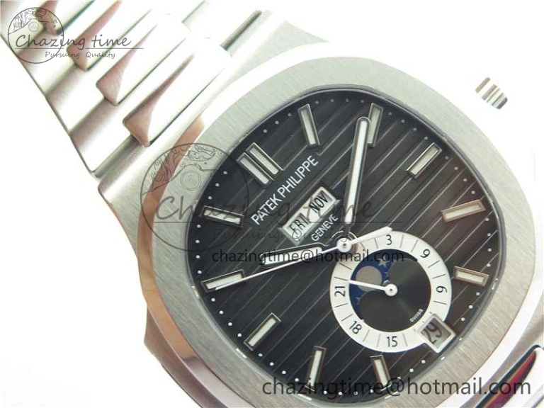 Nautilus 5726 Complicated SS GRF 1:1 Best Edition Black Textured Dial on SS Bracelet A324 V Upgraded 8872