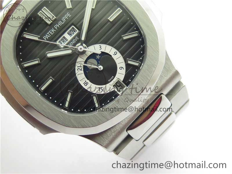 Nautilus 5726 Complicated SS GRF 1:1 Best Edition Black Textured Dial on SS Bracelet A324 V Upgraded 8872