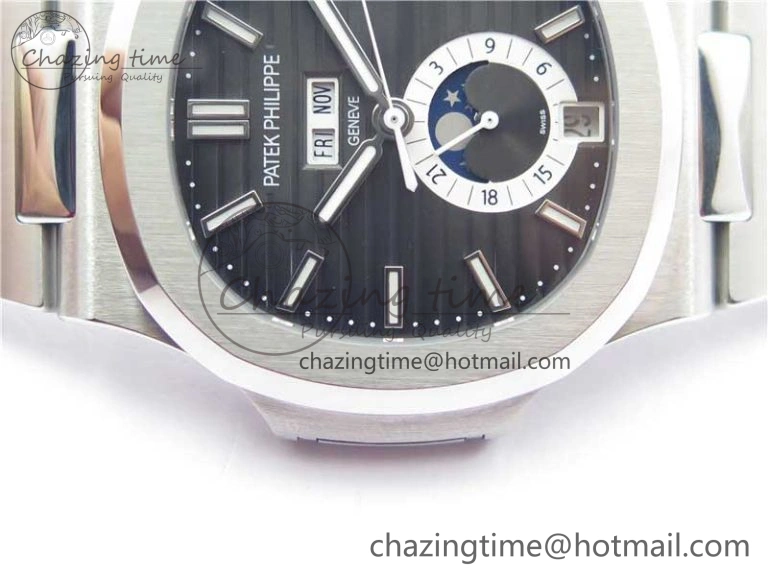 Nautilus 5726 Complicated SS GRF 1:1 Best Edition Black Textured Dial on SS Bracelet A324 V Upgraded 8872