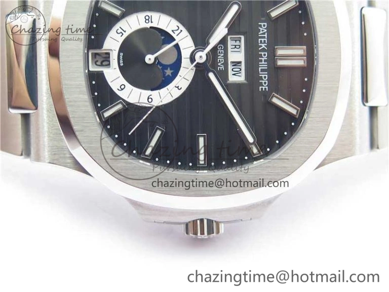 Nautilus 5726 Complicated SS GRF 1:1 Best Edition Black Textured Dial on SS Bracelet A324 V Upgraded 8872
