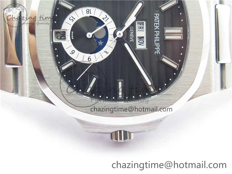 Nautilus 5726 Complicated SS GRF 1:1 Best Edition Black Textured Dial on SS Bracelet A324 V Upgraded 8872