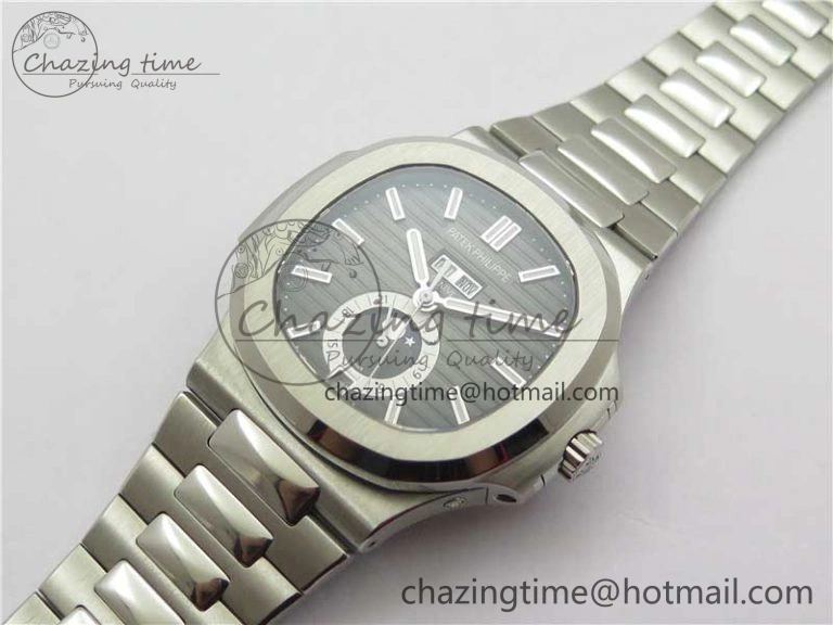 Nautilus 5726 Complicated SS GRF 1:1 Best Edition Black Textured Dial on SS Bracelet A324 V Upgraded 8872
