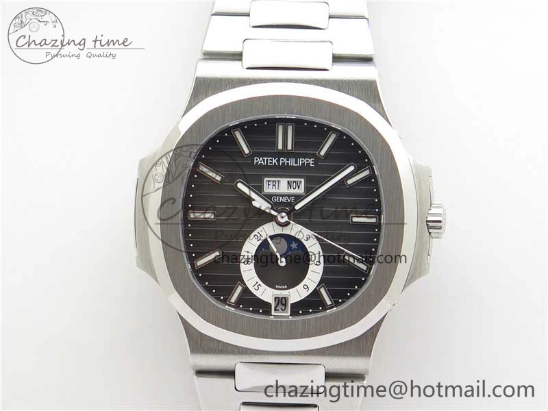 Nautilus 5726 Complicated SS GRF 1:1 Best Edition Black Textured Dial on SS Bracelet A324 V Upgraded 8872