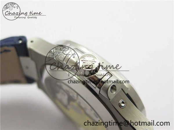 Upgraded Nautilus 5726 Complicated SS GRF 1:1 Best Edition Blue Textured Dial on Blue Leather Strap A324 V 8866