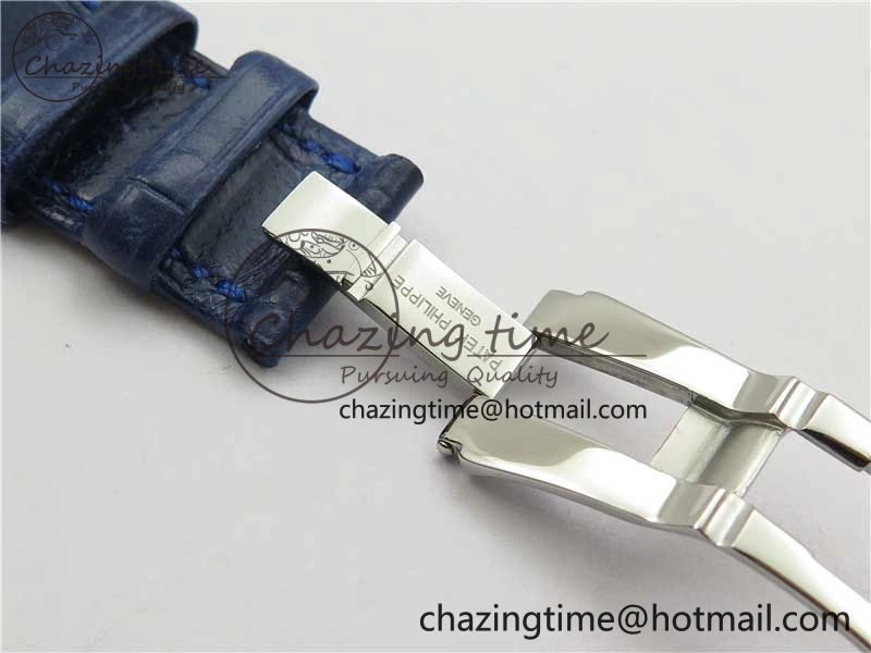 Upgraded Nautilus 5726 Complicated SS GRF 1:1 Best Edition Blue Textured Dial on Blue Leather Strap A324 V 8866