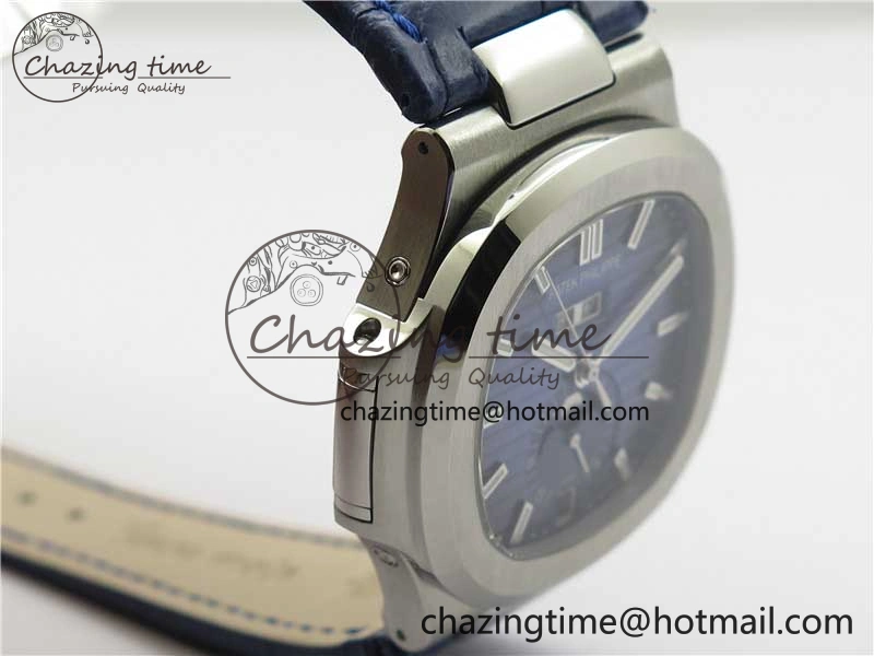 Upgraded Nautilus 5726 Complicated SS GRF 1:1 Best Edition Blue Textured Dial on Blue Leather Strap A324 V 8866