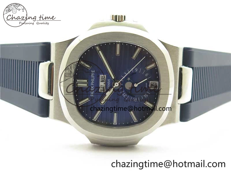 Nautilus 5726 Complicated SS GRF 1:1 Best Edition Blue Textured Dial on Blue Rubber Strap A324 V Affordable 8869