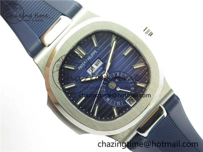 Nautilus 5726 Complicated SS GRF 1:1 Best Edition Blue Textured Dial on Blue Rubber Strap A324 V Affordable 8869