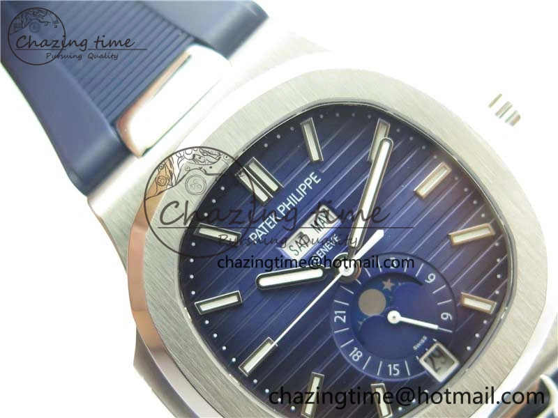 Nautilus 5726 Complicated SS GRF 1:1 Best Edition Blue Textured Dial on Blue Rubber Strap A324 V Affordable 8869