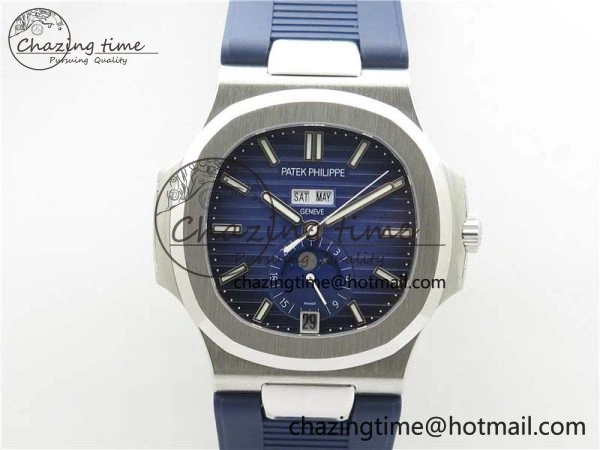 Nautilus 5726 Complicated SS GRF 1:1 Best Edition Blue Textured Dial on Blue Rubber Strap A324 V Affordable 8869