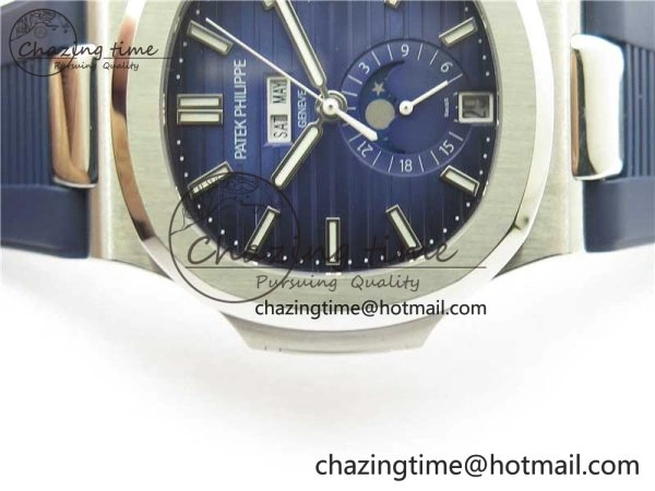 Nautilus 5726 Complicated SS GRF 1:1 Best Edition Blue Textured Dial on Blue Rubber Strap A324 V Affordable 8869