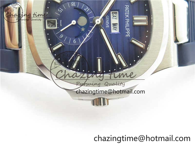 Nautilus 5726 Complicated SS GRF 1:1 Best Edition Blue Textured Dial on Blue Rubber Strap A324 V Affordable 8869