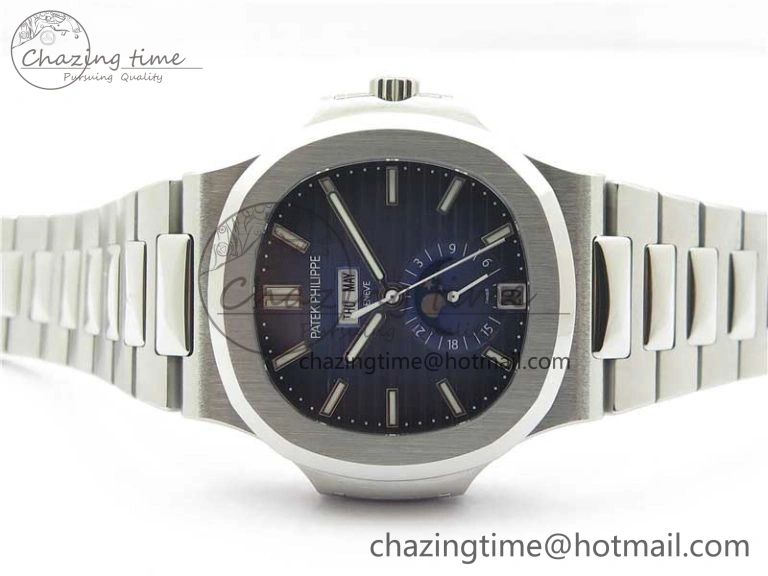 Nautilus 5726 Complicated SS GRF 1:1 Best Edition Blue Textured Dial on SS Bracelet A324 V DailyWear 8873