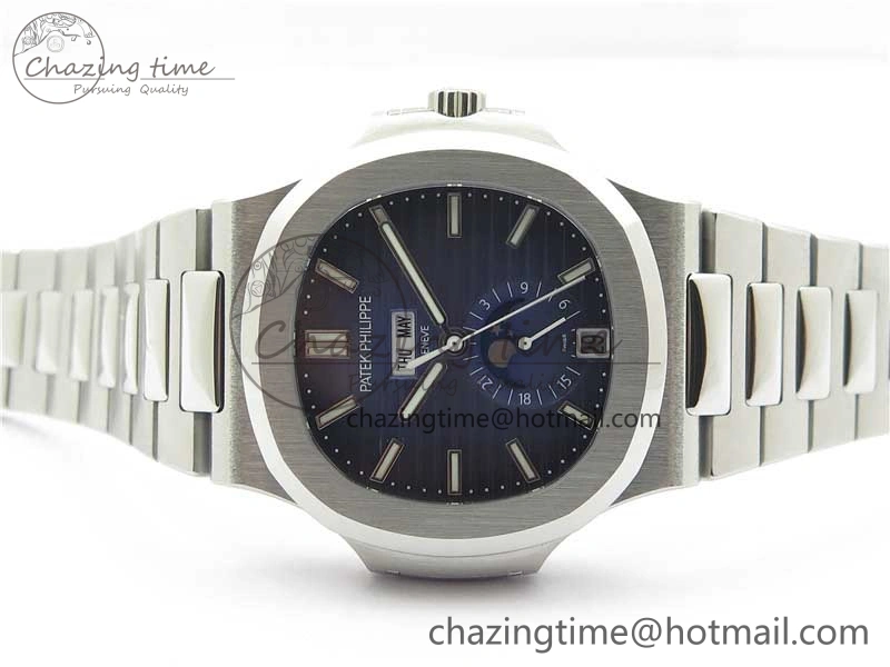 Nautilus 5726 Complicated SS GRF 1:1 Best Edition Blue Textured Dial on SS Bracelet A324 V DailyWear 8873
