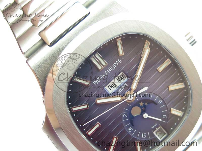 Nautilus 5726 Complicated SS GRF 1:1 Best Edition Blue Textured Dial on SS Bracelet A324 V DailyWear 8873