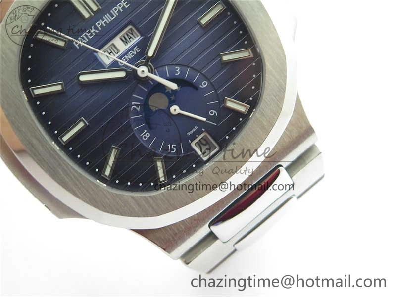 Nautilus 5726 Complicated SS GRF 1:1 Best Edition Blue Textured Dial on SS Bracelet A324 V DailyWear 8873