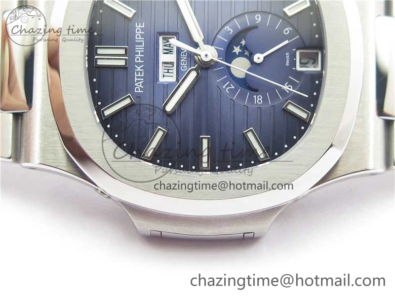 Nautilus 5726 Complicated SS GRF 1:1 Best Edition Blue Textured Dial on SS Bracelet A324 V DailyWear 8873