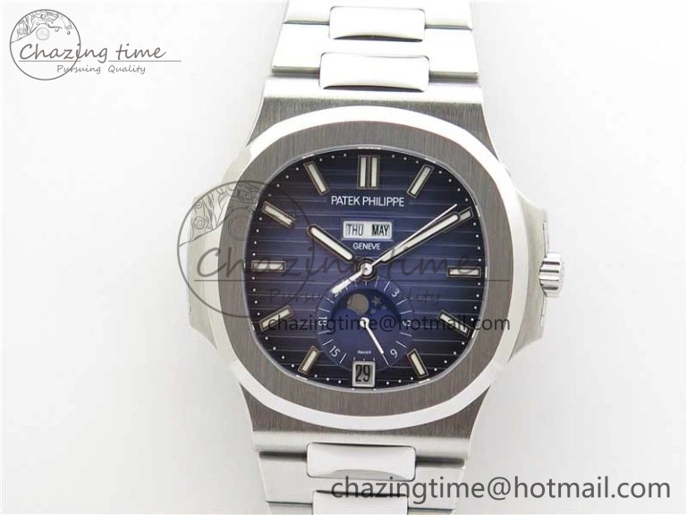 Nautilus 5726 Complicated SS GRF 1:1 Best Edition Blue Textured Dial on SS Bracelet A324 V DailyWear 8873