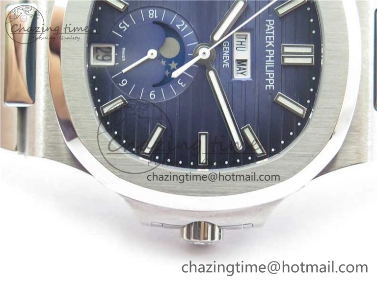Nautilus 5726 Complicated SS GRF 1:1 Best Edition Blue Textured Dial on SS Bracelet A324 V DailyWear 8873