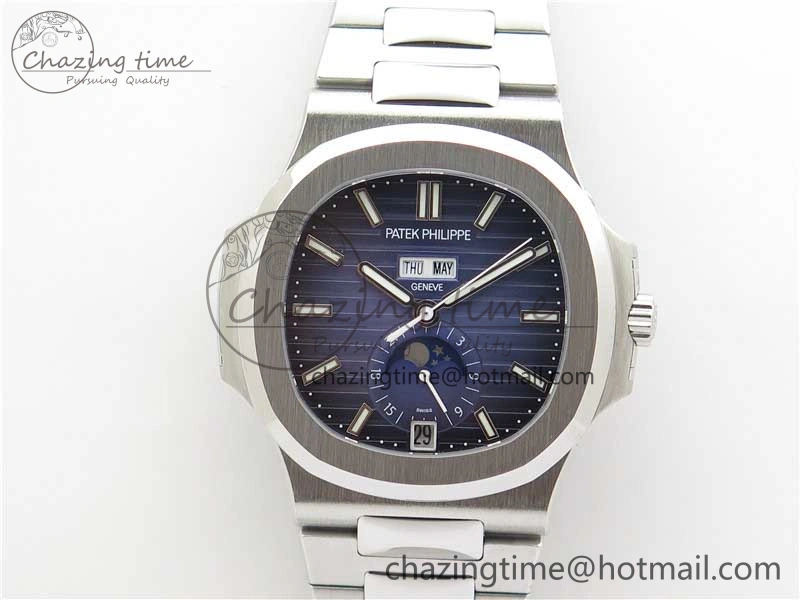 Nautilus 5726 Complicated SS GRF 1:1 Best Edition Blue Textured Dial on SS Bracelet A324 V DailyWear 8873