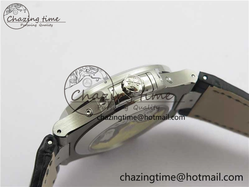 Nautilus 5726 Complicated SS GRF 1:1 Best Edition White Textured Dial on Black Leather Strap A324 V HighQuality 8867