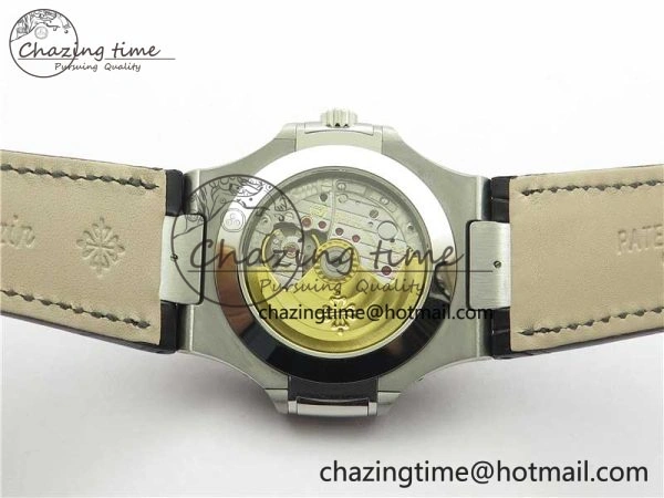 Nautilus 5726 Complicated SS GRF 1:1 Best Edition White Textured Dial on Black Leather Strap A324 V HighQuality 8867