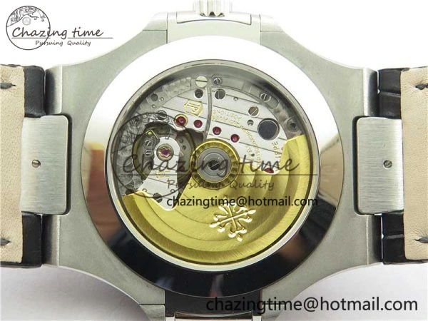 Nautilus 5726 Complicated SS GRF 1:1 Best Edition White Textured Dial on Black Leather Strap A324 V HighQuality 8867