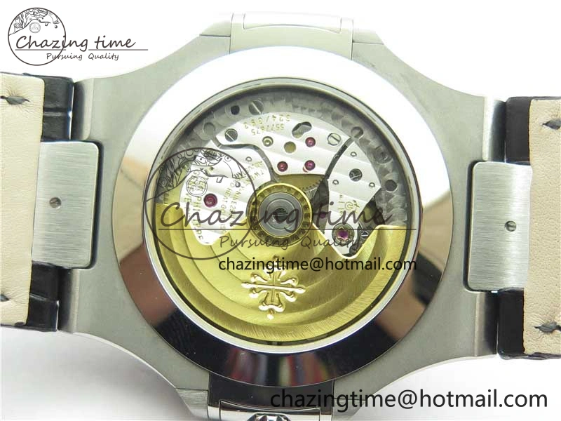 Nautilus 5726 Complicated SS GRF 1:1 Best Edition White Textured Dial on Black Leather Strap A324 V HighQuality 8867