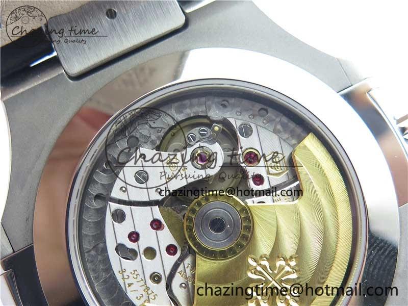 Nautilus 5726 Complicated SS GRF 1:1 Best Edition White Textured Dial on Black Leather Strap A324 V HighQuality 8867