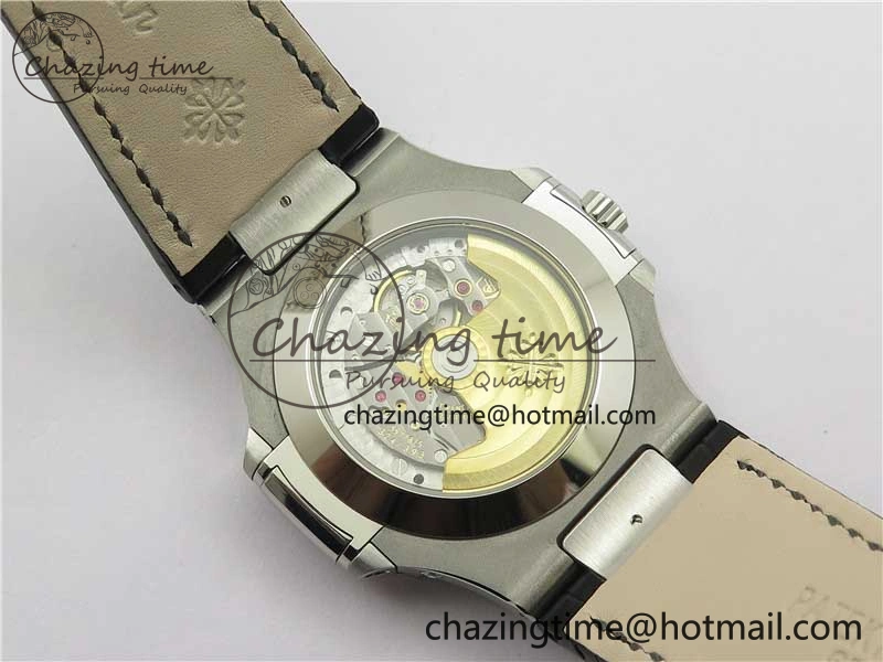 Nautilus 5726 Complicated SS GRF 1:1 Best Edition White Textured Dial on Black Leather Strap A324 V HighQuality 8867