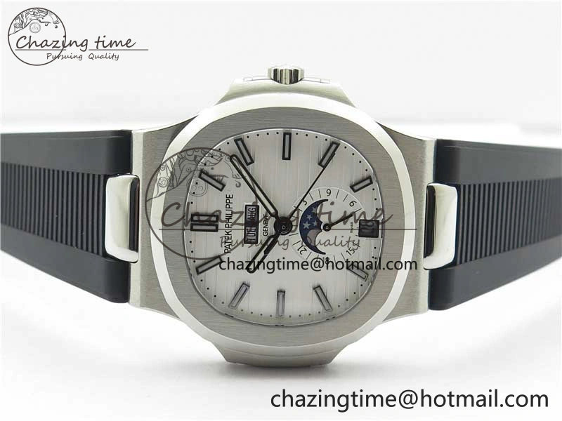 Nautilus 5726 Complicated SS GRF 1:1 Best Edition White Textured Dial on Black Rubber Strap A324 V Comfortable 8871