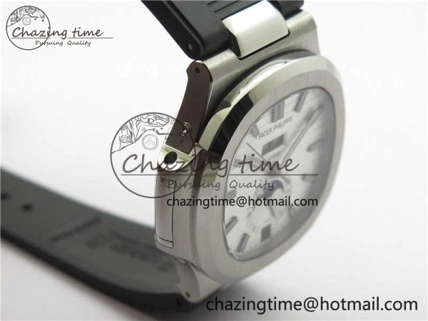 Nautilus 5726 Complicated SS GRF 1:1 Best Edition White Textured Dial on Black Rubber Strap A324 V Comfortable 8871