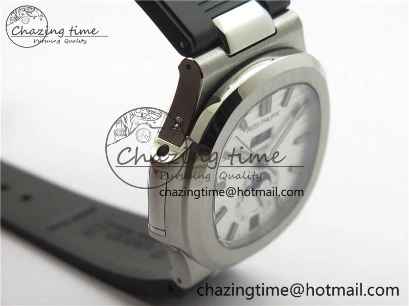 Nautilus 5726 Complicated SS GRF 1:1 Best Edition White Textured Dial on Black Rubber Strap A324 V Comfortable 8871