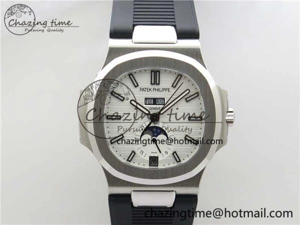 Nautilus 5726 Complicated SS GRF 1:1 Best Edition White Textured Dial on Black Rubber Strap A324 V Comfortable 8871