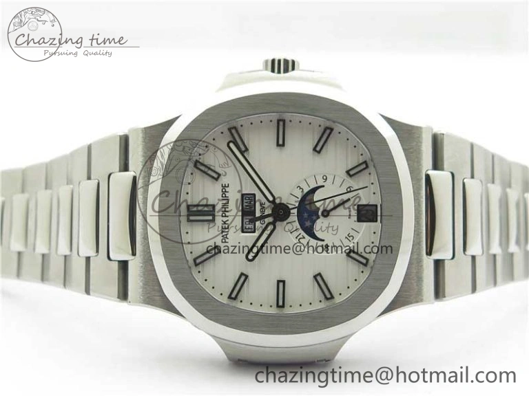Nautilus 5726 Complicated SS GRF 1:1 Best Edition White Textured Dial on SS Bracelet A324 V Breathable 8875